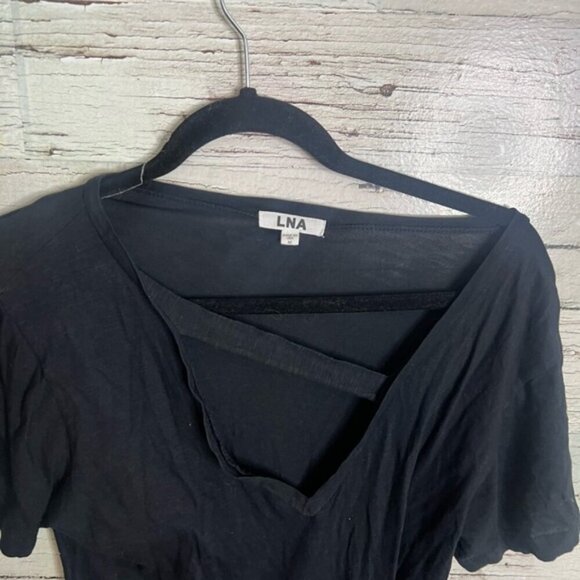 LNA Cotton Ripped Neck Tee Shirt black size medium made in the USA - Picture 3 of 6
